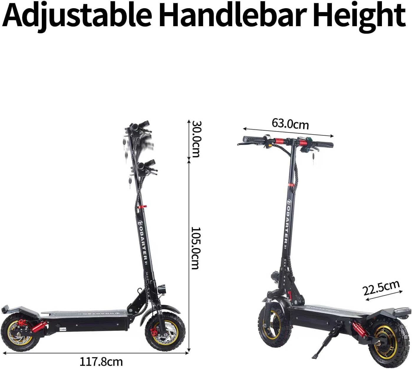 X1pro Foldable Electric Scooter 1000W High Power Rear Drive Off-Road Scooter Max Speed 28MPH 10" Vacuum Tire 48V 21AH Large Battery 40-46 Miles with Brake System Dual Shock Absorbers