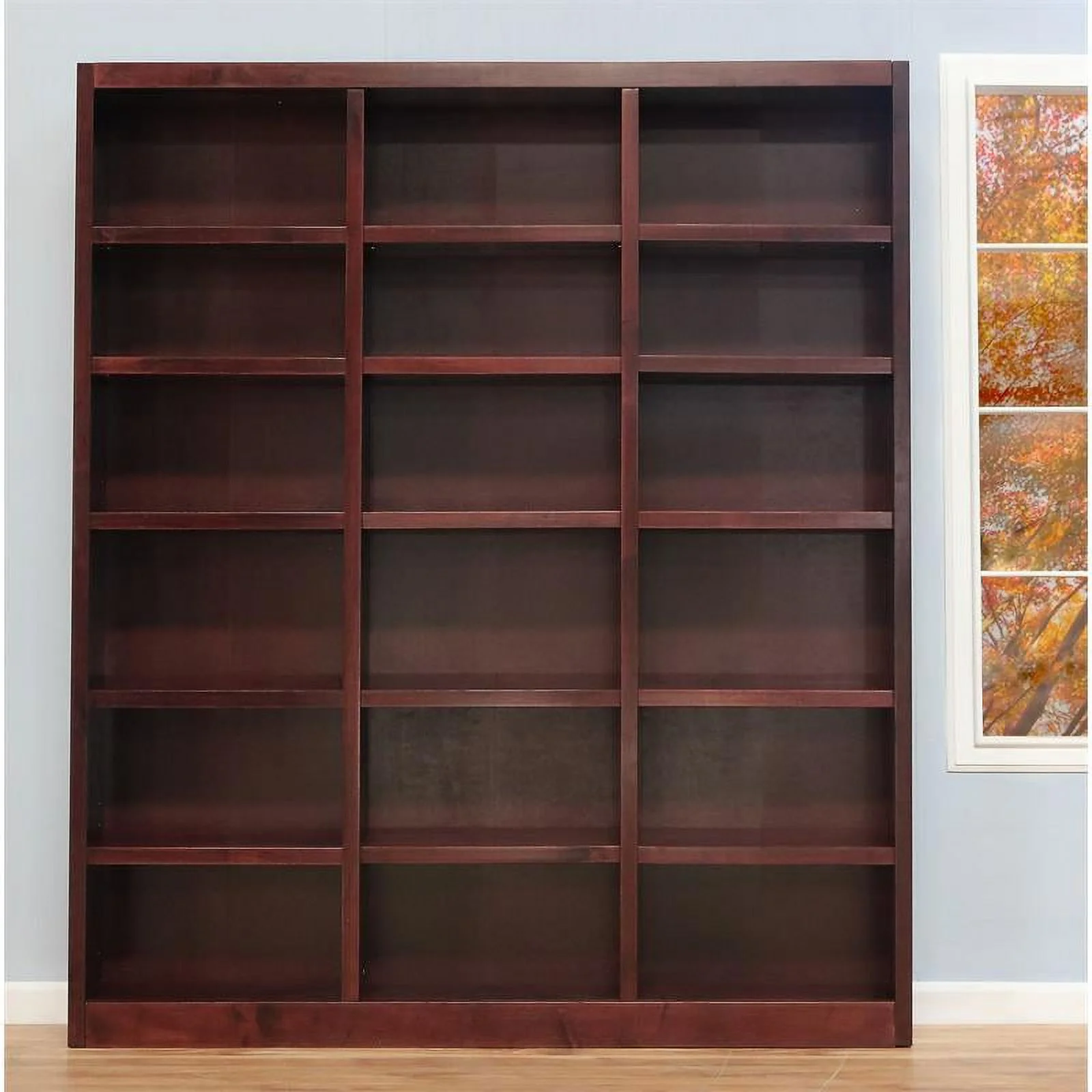 Home Square 84" Tall Wood Bookcase in Cherry Finish - Set of 2