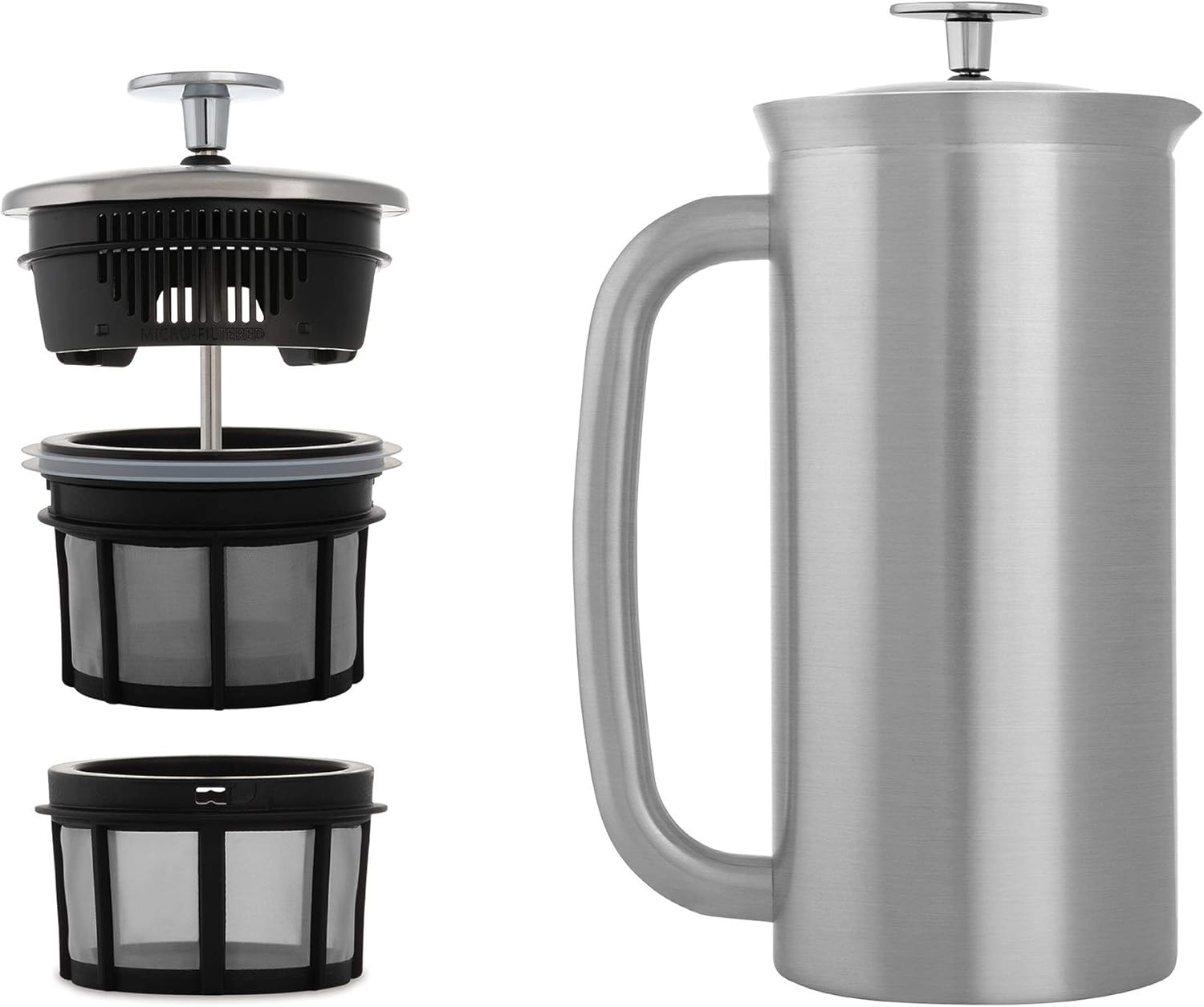 ESPRO P7 French Press - Double Walled Stainless Steel Insulated Coffee and Tea Maker (Brushed Stainless Steel, 18 Ounce)