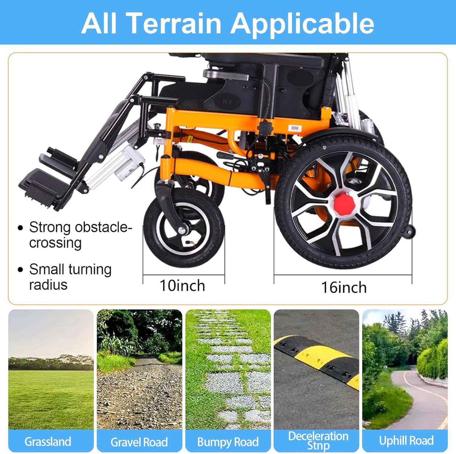 Reclining Foldable Electric Wheelchairs for Adults - Portable All Terrain Motorized Wheelchair w/Adjustable Backrest and Pedal, 500W Motor - 20 Mile Range ~ 12AH Lithium Battery -Support 330lbs