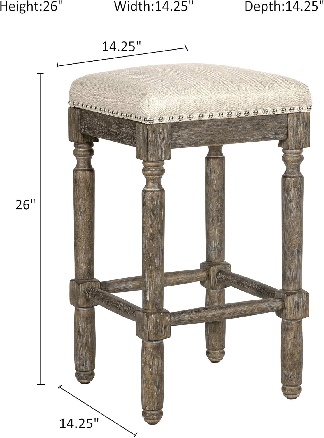 Ball & Cast Kitchen Counter Pub-Height Barstool 26 Inch Seat Height Taupe Set of 1
