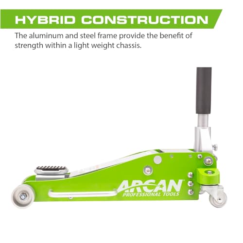 ARCAN Tools 3-Ton Quick Rise Aluminum Floor Jack with Dual Pump Pistons & Reinforced Lifting Arm (A20018_A20019)