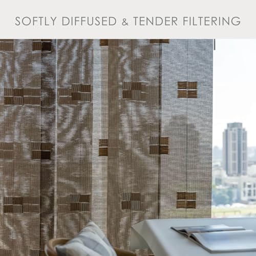 GoDear Design Adjustable Sliding Track Vertical Blinds 45.8"- 86" W x 96" H, Extendable Blinds for Windows, Hanging Room Dividers Walls, Closet Doors, Trimmable Woven Fabric Panel Shades, Summer