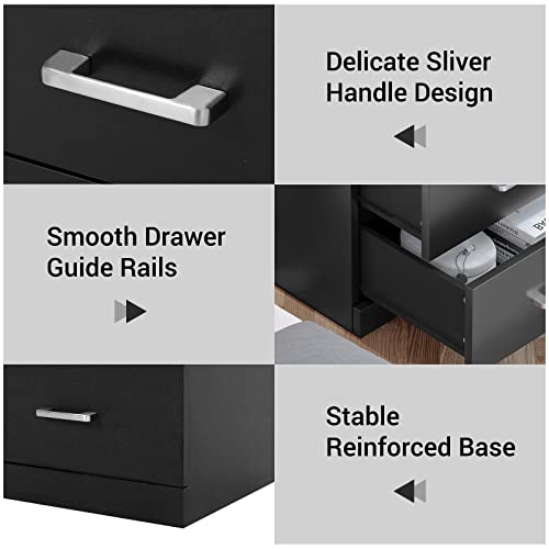 AOGLLATI Nightstand with Charging Station and LED Lights, Nightstands Set of 2, Bedside Table with Open Storage and 2 Drawers, 2 USB Ports, 2 Outlets, Modern End Side Table for Bedroom, White