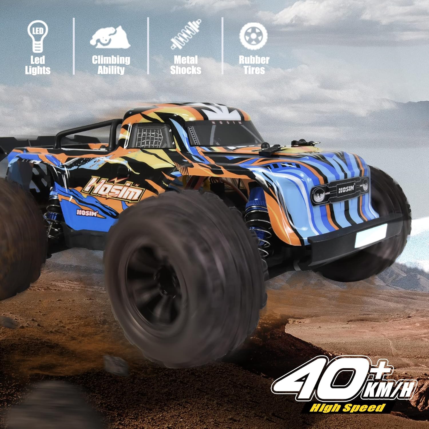 Hosim 1:16 RC Car 36+KMH, 1:16 Brushless RC Car 52+KMH High Speed 4X4 All Terrains Waterproof Off Road Hobby Grade Large Fast Racing Buggy Toy Gift Monster Trucks for Boys Kids