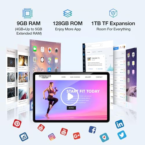 DOOGEE 11 Inch Tablet (2024), T30E Android 14 Tablet with 9GB RAM 128GB ROM/TF 1TB, 4G Cellular Tablets with Dual Sim Slot, Octa Core, 8000mAh, Widevine L1, Face Unlocked, BT5.0, 5G WiFi, GPS (Black)