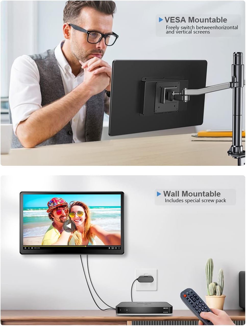 Newsoul Touchscreen Portable Monitor, 15.6'' HDR 1080P IPS Raspb Pi VESA HDMI VGA DVI Industrial Input, 2000:1 Contrast Ratio Touch Display for Pi TV Box PS4 Laptop Industrial Medical Equipment