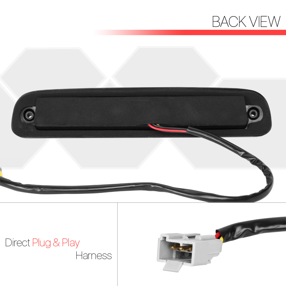 NUVISION For 1993-2016 Ford Ranger F250 F350 F450 Rear LED 3rd Third Brake Light Tail Stop Lamp Black Housing Smoked Lens 12 13 14 15