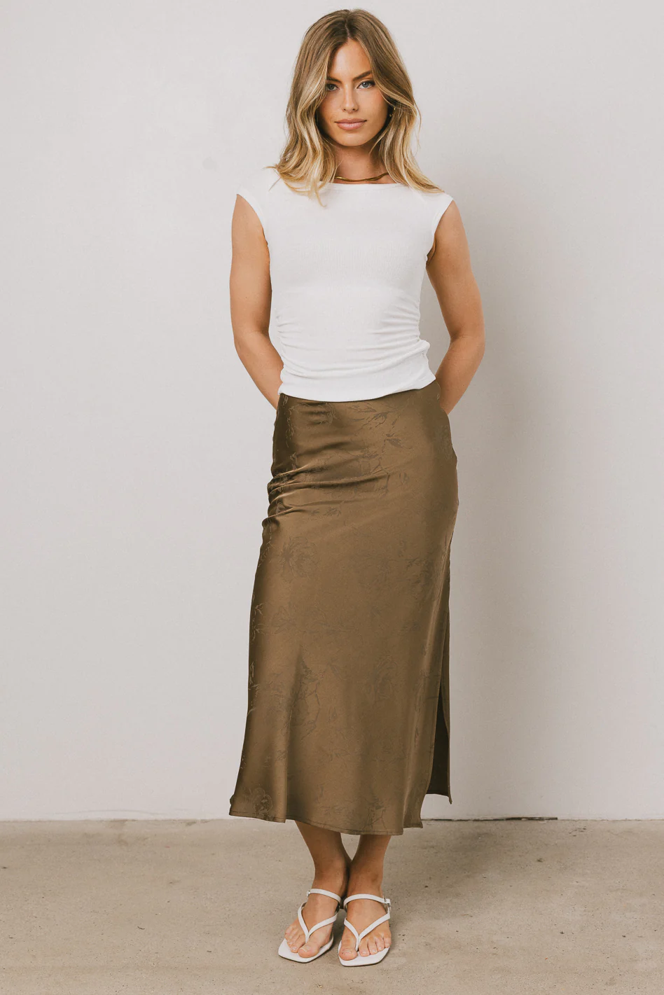 Ellie Floral Maxi Skirt in Olive - FINAL SALE
