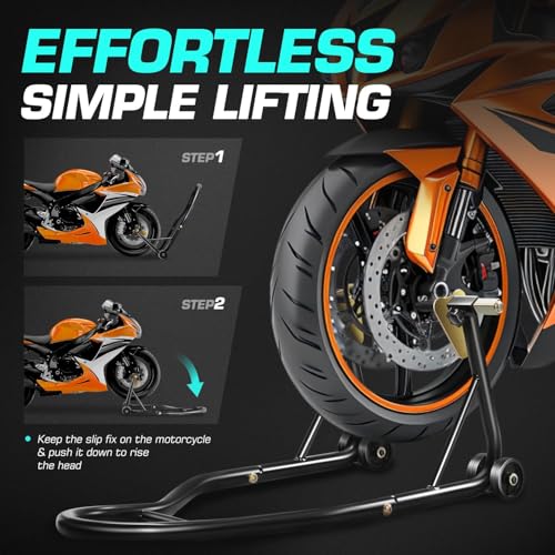 DNA MOTORING Motorcycle Lift Table 1000lbs Capacity Motorcycle Support Stand L 86.2in x W 22in Motorcycle Lift Jack Lifting Range 7.2-30.3in Black TOOLS-00780