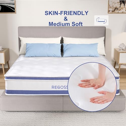 Twin Mattress, 10 Inch Twin Mattress Hybrid, Twin Size Mattress in a Box with Memory Foam & Individual Pocket Spring, Twin Mattress Medium Soft Feel Motion Isolation for Pressure Relief