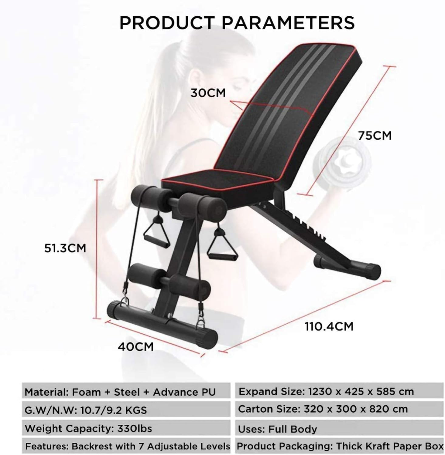 Folding Dumbbell Stool - Utility Adjustable Weight Bench - Foldable Flat/Incline/Decline Bench Press - Sit Up Bench - For Home Training Gym Weight Lifting