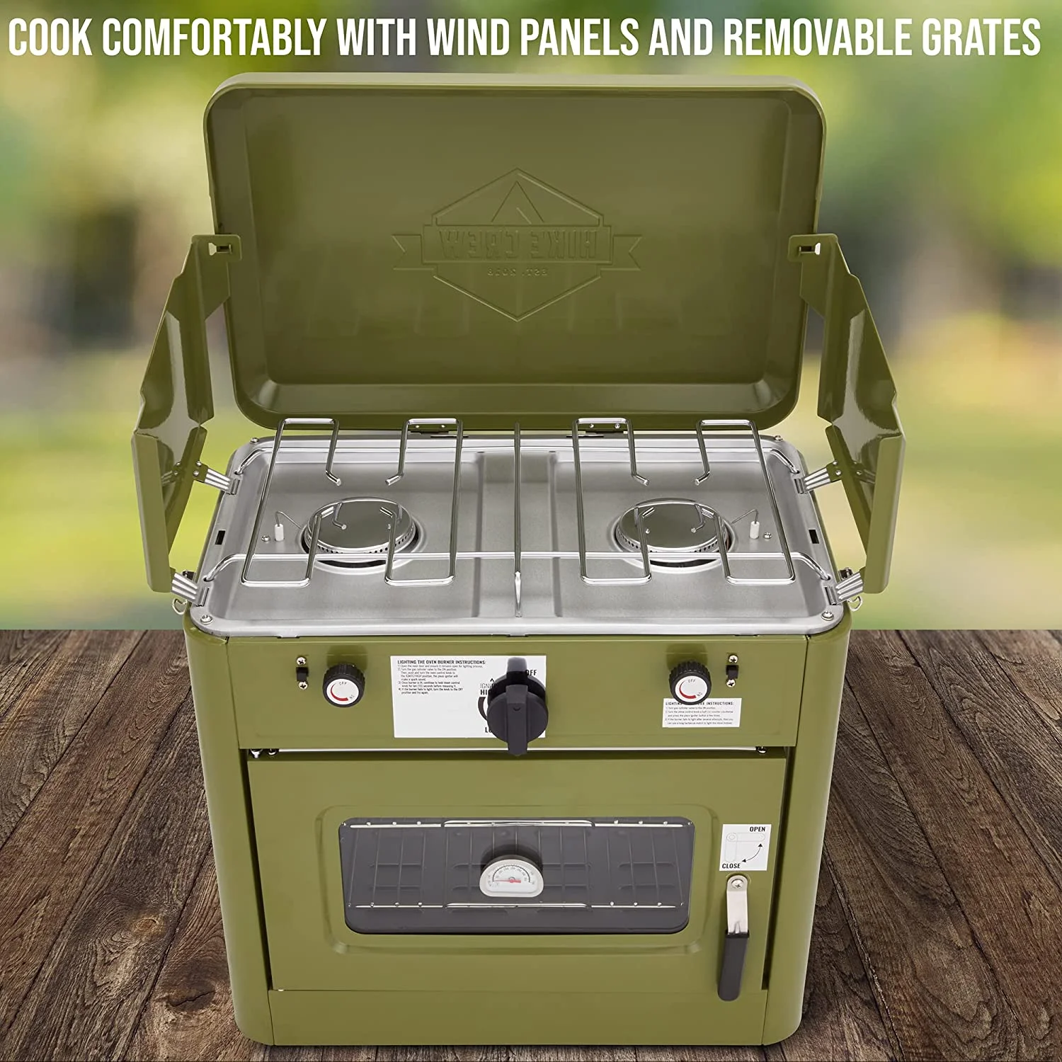 Hike Crew Outdoor Gas Camping Oven W/Carry Bag, 2 Burner Portable Propane-Powered Stove