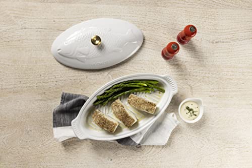 Le Creuset Heritage Stoneware Oval Fish Baker, 1.7qt., Cerise