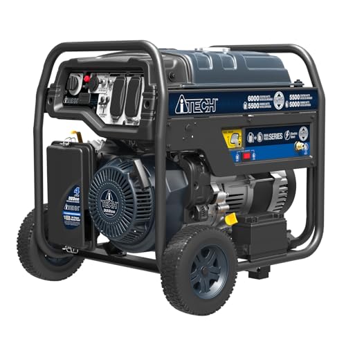 Portable Generator Dual Fuel 6000W, Gas & Propane Dual Fuel Powered with Electric Start, Home Backup Emergency Ready, CO Sensor, CARB Compliant