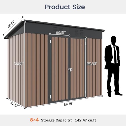 UDPATIO Outdoor Storage Shed 6 x 6 FT, Resin Garden Sheds with Floor Plastic Patio Outdoor Storage Shed with Lockable Door for Tool, Bike, Garbage Gray White