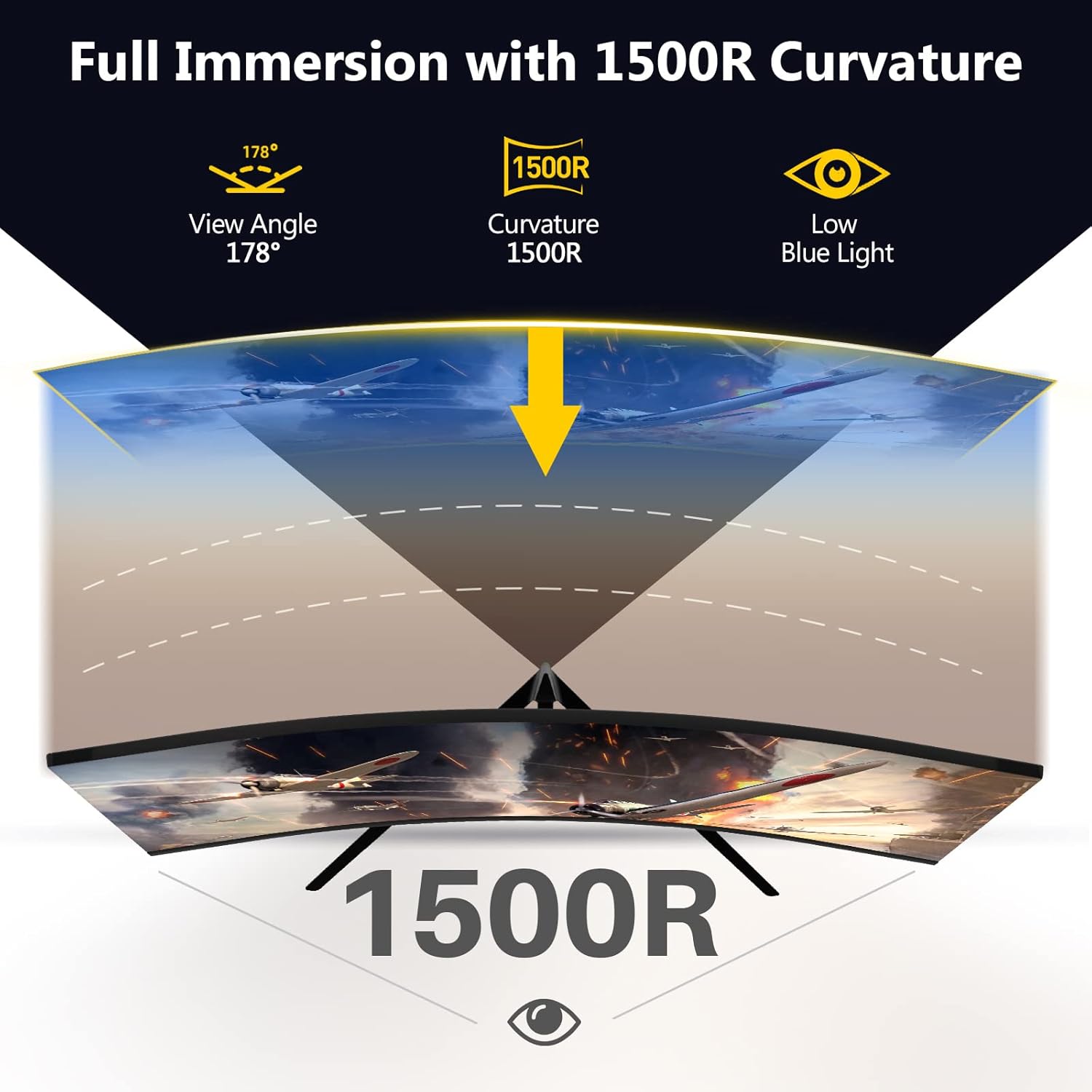 Z-Edge UG27 27-inch Curved Gaming Monitor 16:9 1920x1080 200/144Hz 1ms Frameless LED Gaming Monitor, AMD Freesync Premium Display Port HDMI Build-in Speakers