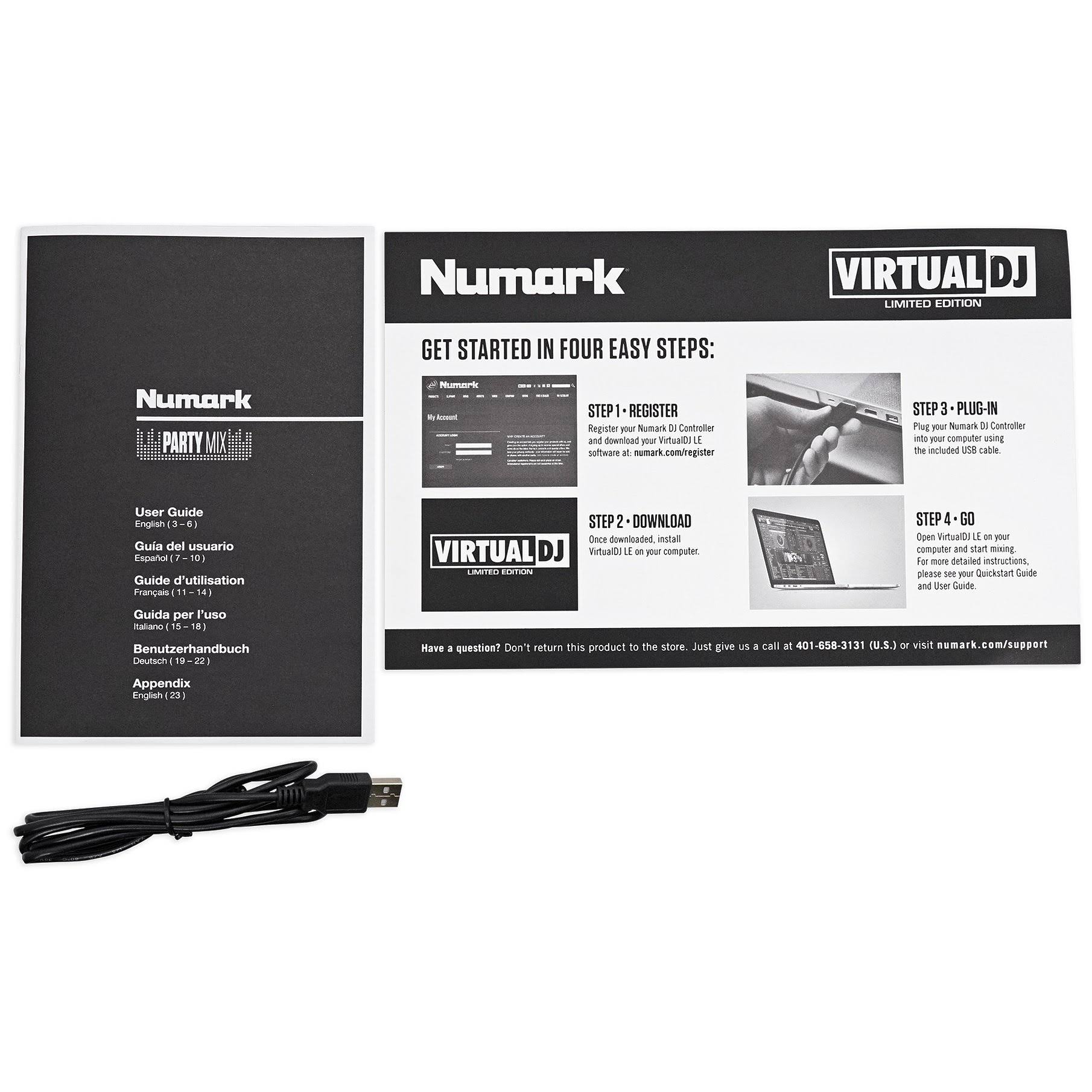 Numark Party Mix DJ Controller w/ Built in Light Show+Microphone+Cables+Case