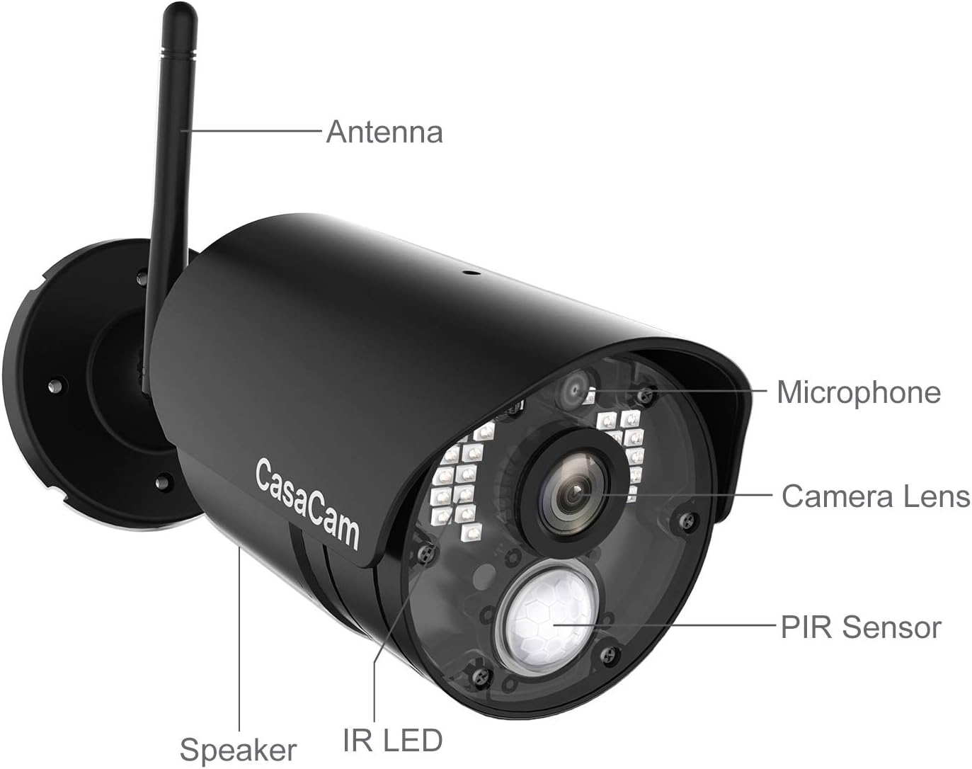 CasaCam VS802 Wireless Security Camera System with 7 Touchscreen and HD Nightvision Cameras, AC Powered (2-cam kit)