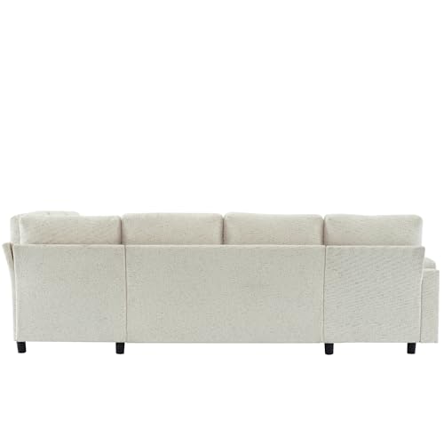 Oversized U-Shaped Sectional Sofa Couch Plush Corduroy Upholstered Modular Deep Seat Sofa&Couch Sectional W/Right Facing Chaise Lounge and 7 Toss Pillows for Home Apartment Living Room Furniture Sets