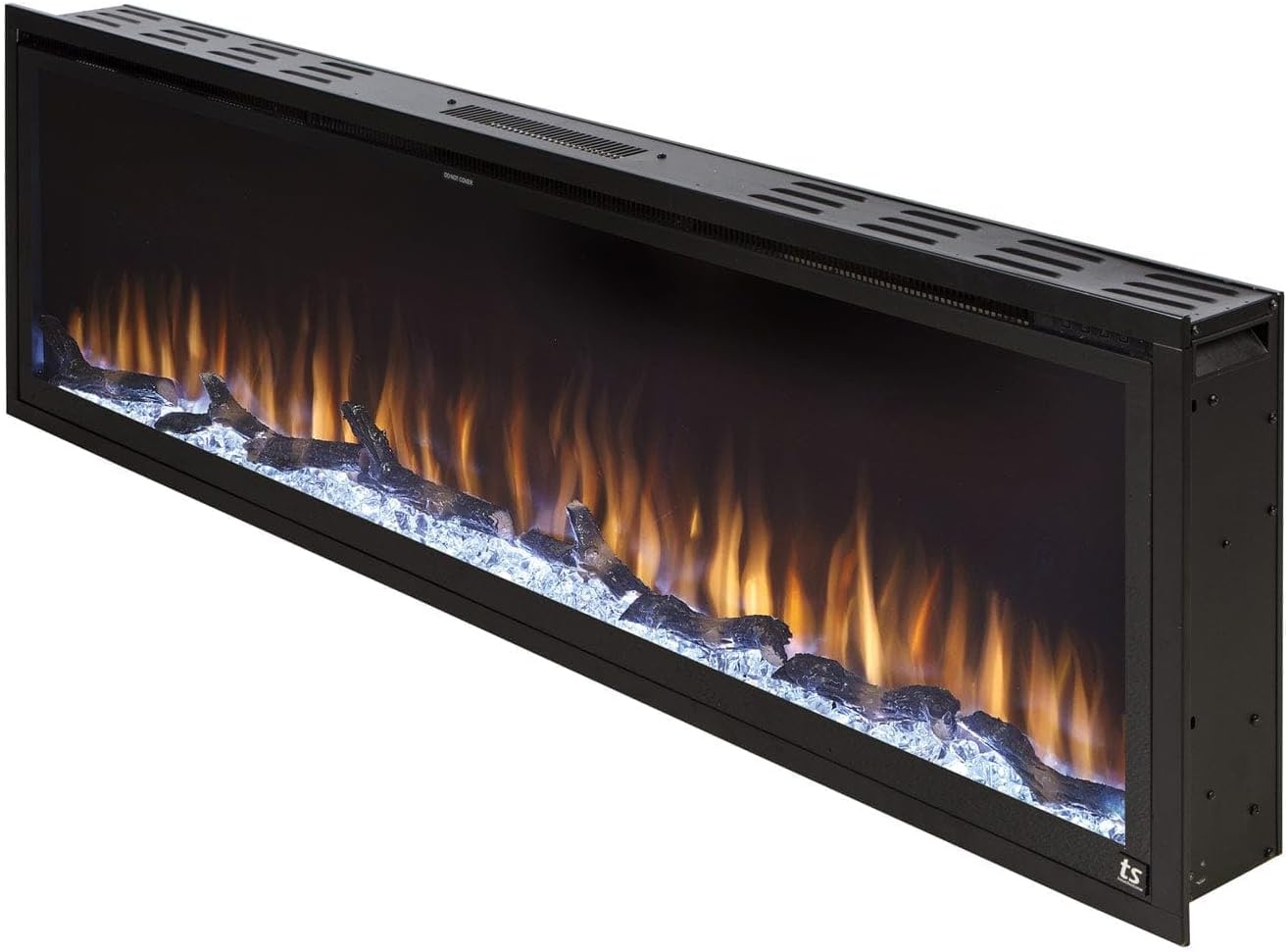 Touchstone Fireplace and Encase Mantel Bundle - The Sideline Elite 60 Inch Wide Smart Electric Fireplace and Natural Finish 72 Inch Encase Wood Mantel