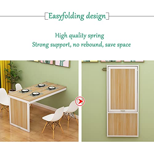 Folding Dining Table Wall-Mounted Fold Up Wall Table for Small Spaces, Convertible Desk MDF Wall Table Computer Desk for Office, Bedroom, Kitchen