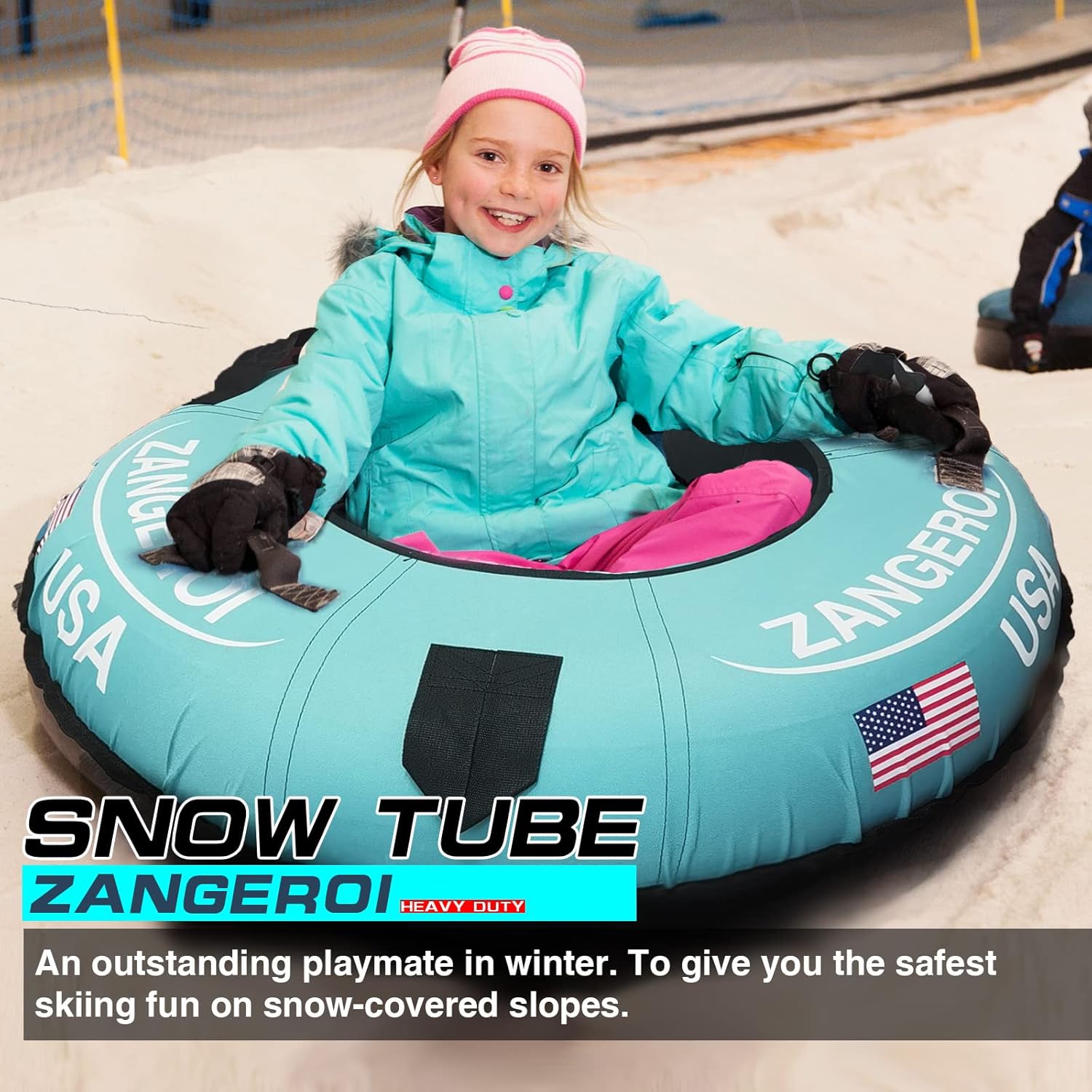 Snow Tube Snow Tubes for Sledding Heavy Duty Kids Snow Sleds for Kids and Adult Heavy Duty Snow Tube Sleds for Adults Inflatable Snow Tube for Kids with Snow Tube Cover 47inch Adult Snow Tube(Blue)