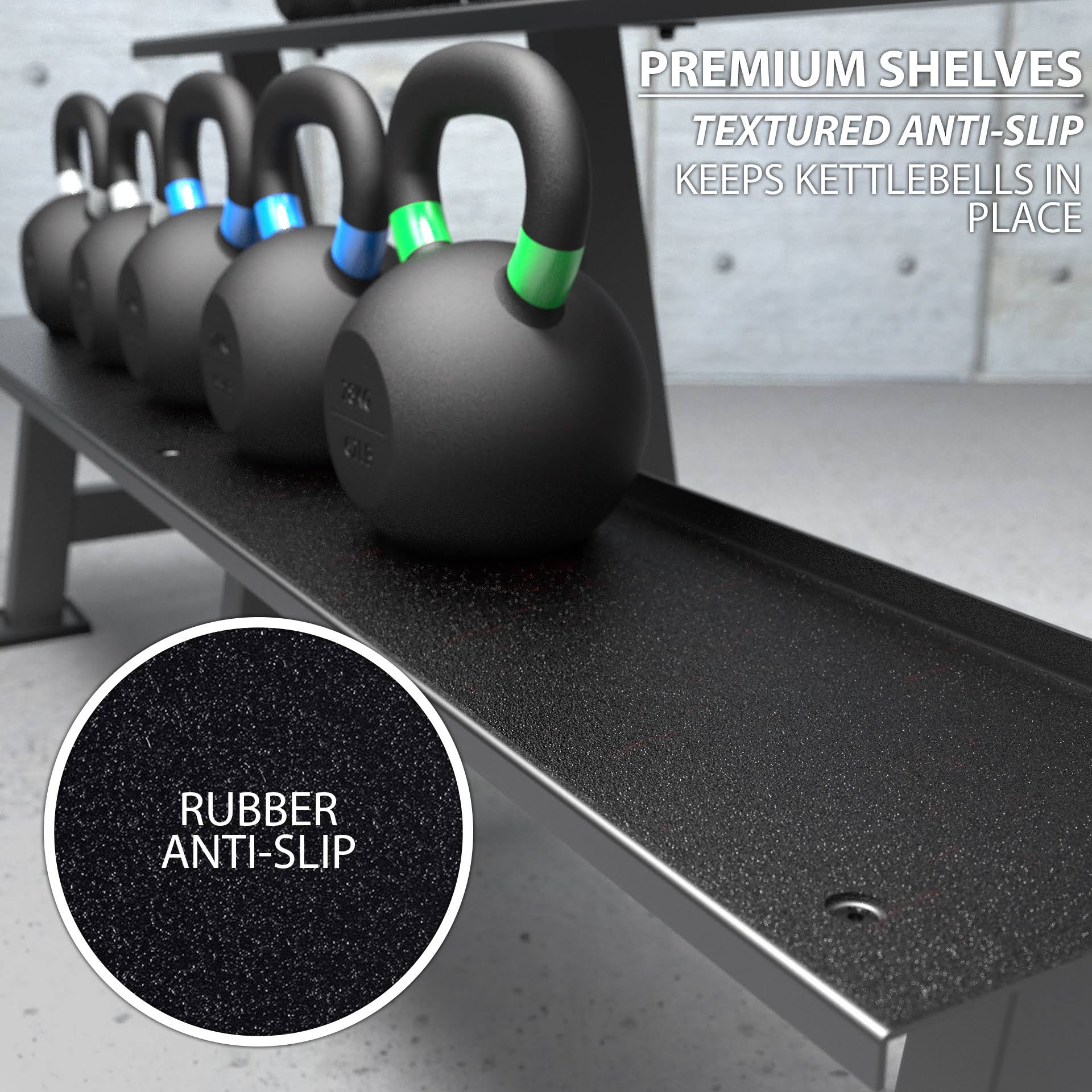Synergee Black Kettlebell Rack - Kettlebell Storage