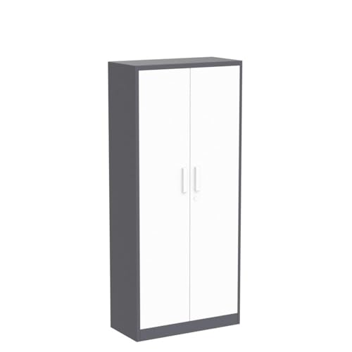 Yizosh Metal Garage Storage Cabinet with 2 Doors and 5 Adjustable Shelves - 71" Steel Lockable File Cabinet,Locking Tool Cabinets for Office,Home,Garage,Gym,School (Gray White)