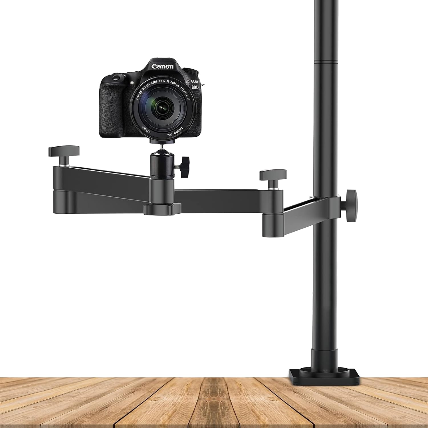 ULANZI Camera Desk Mount Stand with Flexible Arm, Overhead Camera Mount, Articulated Arm with 360° Rotatable Ball Head, Aluminum Desk Mounting Stand for Ring Light/DSLR Camera/Webcam/Panel Light