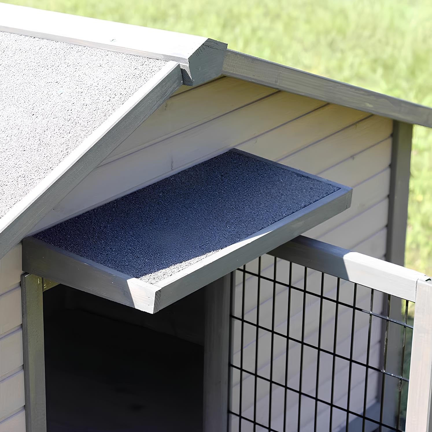 Dog House Outdoor xlarge Weatherproof with Air Vent & Elevated Floor & Door Window, Sturdy & Well Built Wooden Dog House for Pets - Simple and Easy to Put Together & Weather Resistant, Grey
