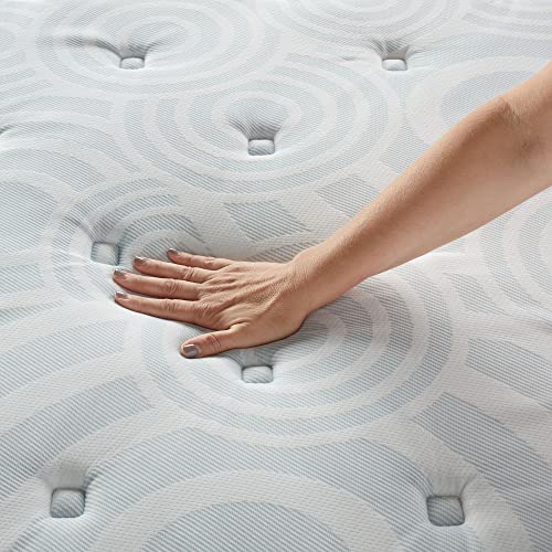 Serta Perfect Sleeper 12 Inch Queen Gel Memory Hybrid Mattress, Ultra Plush, USA Built, 100-Night Trial, CertiPUR-US Certified - Renewed Relief,White and Dark Blue