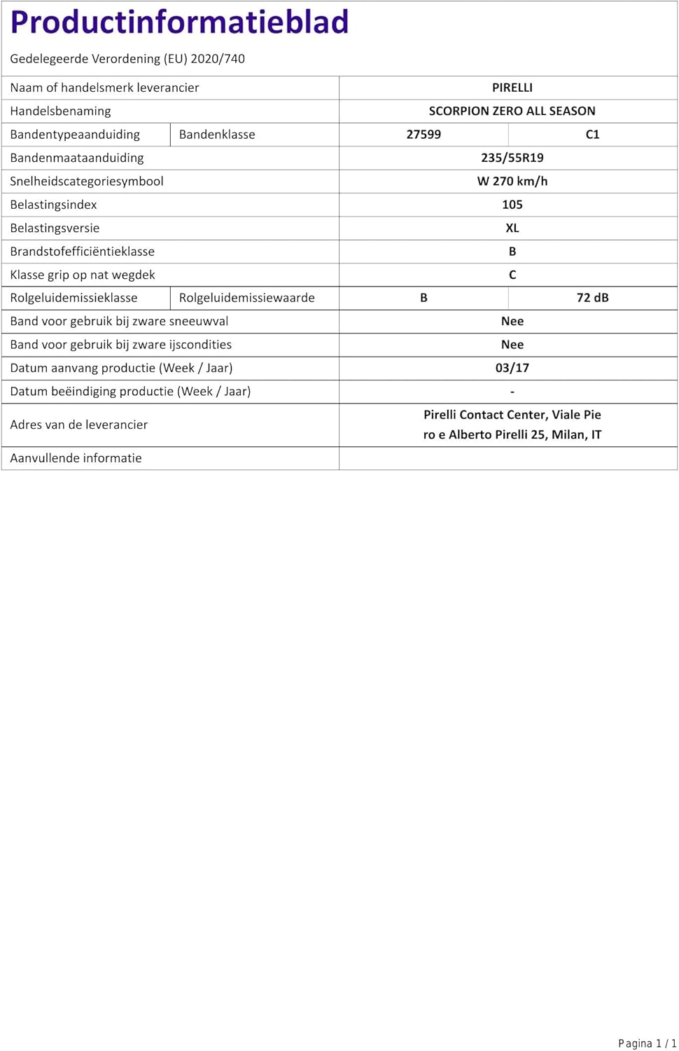 Pirelli Scorpion Zero All Season 235/55R19 105W Passenger Tire