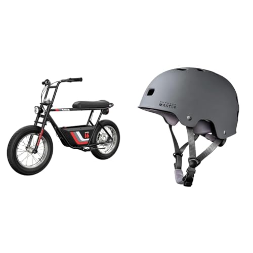 Razor Rambler 16 – 36V Electric Minibike with Retro Style, Up to 15.5 MPH, Up to 11.5 Miles Range & Retrospec Dakota Bicycle/Skateboard Helmet for Adults - Commuter, Bike, Skate, Scooter