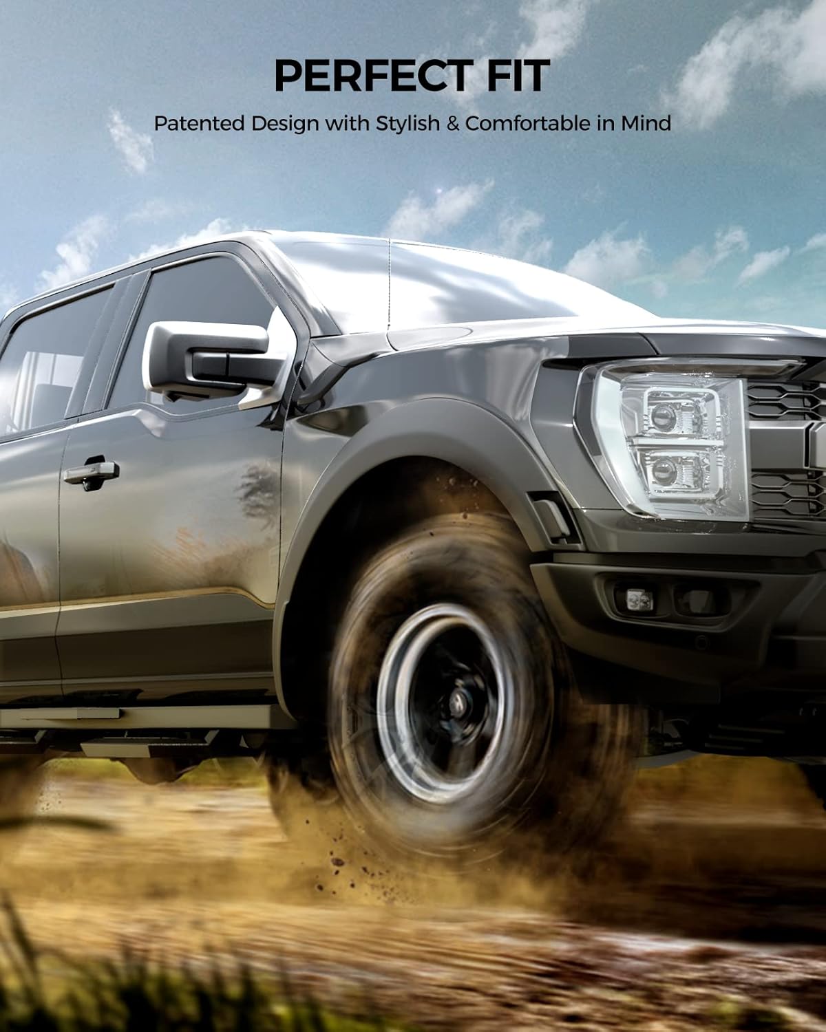 KYX Running Boards Compatible with 2019-2022 Chevy Silverado/Sierra 1500 2020-2022 Silverado/Sierra 2500HD 3500HD Crew Cab，Drop Side Steps Nerf Bars Truck Boards Step Rail