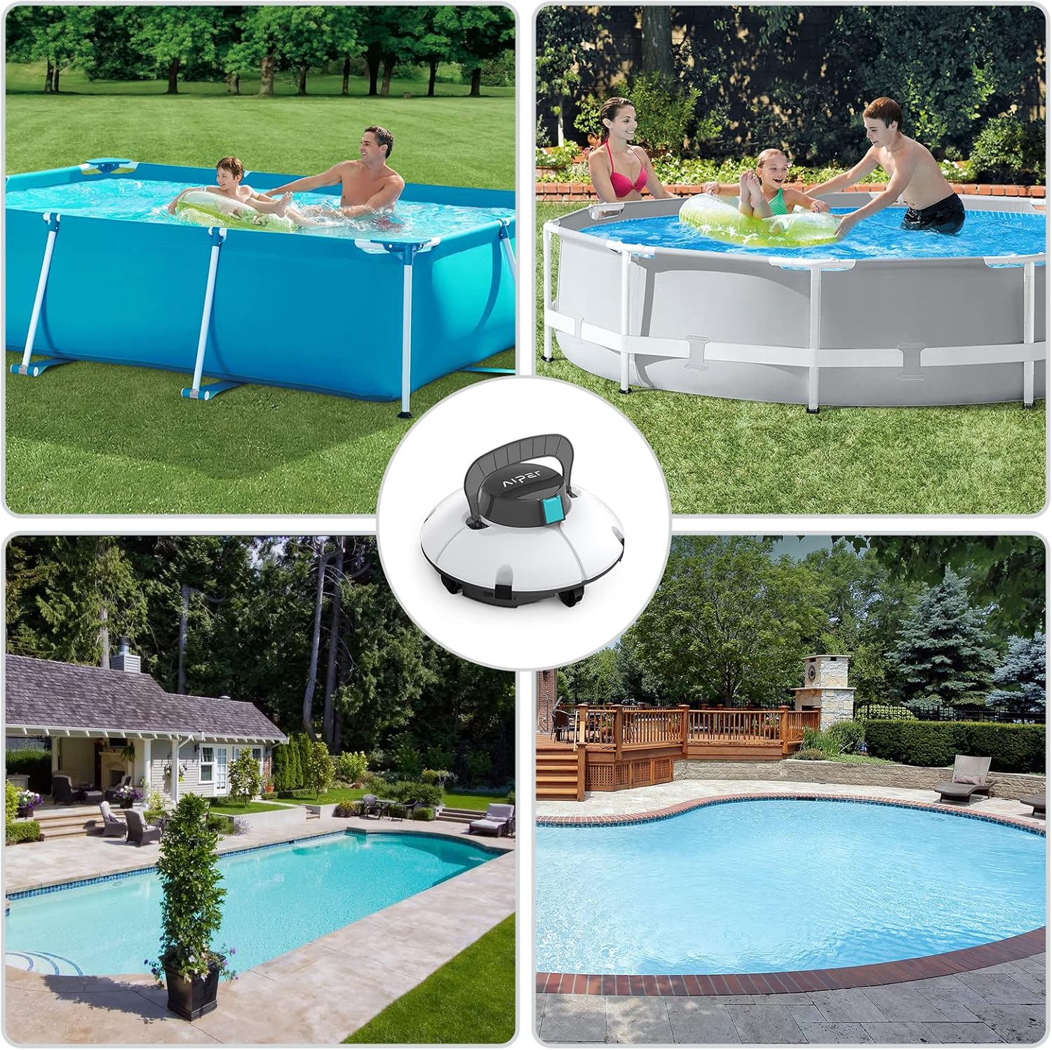 (2022 Upgrade) AIPER Cordless Robotic Pool Cleaner, Pool Vacuum with Dual-Drive Motors, Self-Parking, Lightweight, Perfect for Above/In-Ground Flat Pools up to 35 Feet (Lasts 50 Mins) - Seagull 600