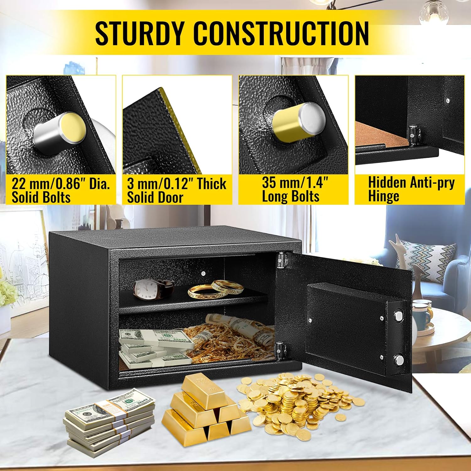 VEVOR Digital Depository Safe 1.7 Cubic Feet Made of Carbon Steel Electronic Code Lock Depository Safe with Deposit Slot with Two Emergency Keys Depository Box for Home Hotel Restaurant and Office