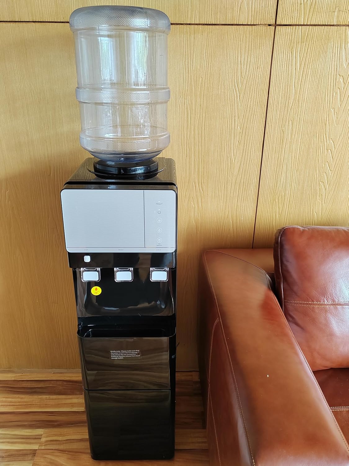 3 in 1 Water Cooler Dispenser with Ice Maker, Hot Cold Room Temp Water and Bullet Ice, Top Loading 2, 3 or 5 Gallon, 26 Lbs per 24H, Child Safety Lock, Black