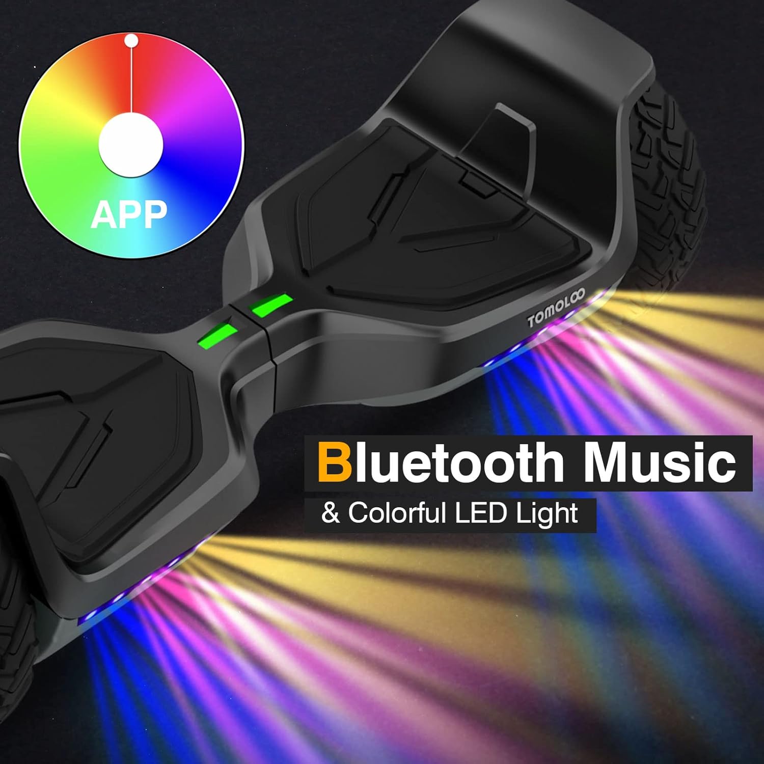 TOMOLOO Hoverboard Off Road with Bluetooth and LED Lights, 8.5'' All Terrain Hoverboards for Kids and Adults with APP Control, UL2272 Certified Self Balancing Hover Board Electric Scooter…