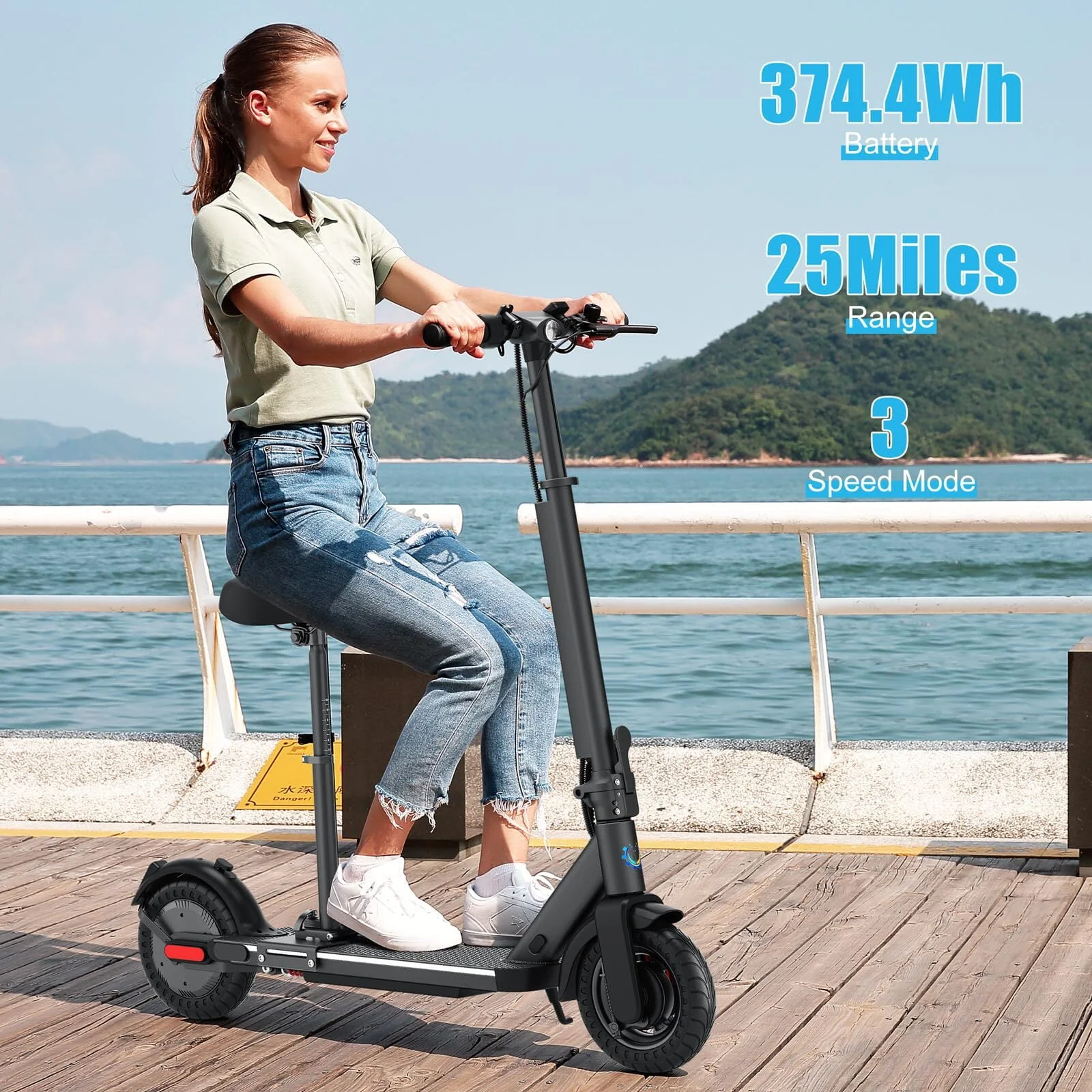 Caroma Electric Scooter for Adults, 500W Electric Scooter Up to 25 Miles & 20 MPH Foldable E Scooter Double Braking Electric Scooters for Commuter, 10 Tires Electric Scooter with Seat for Adult,Black