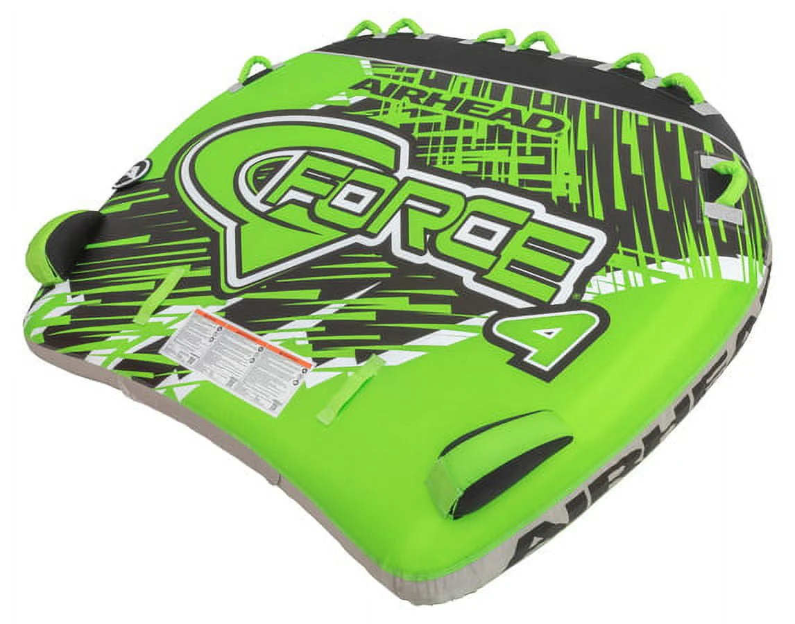 Airhead G-Force 4-Person Seating Capacity Towable Boat Tube Float, Heavy-Duty Nylon, Green
