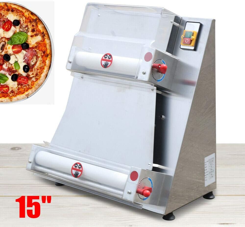 Dough Roller Sheeter, 15" Electric Pizza Dough Roller Sheeter Pastry Press Machine 3-15 inchs Pizza Making Machine for Pizza Bread and Pasta (370W)