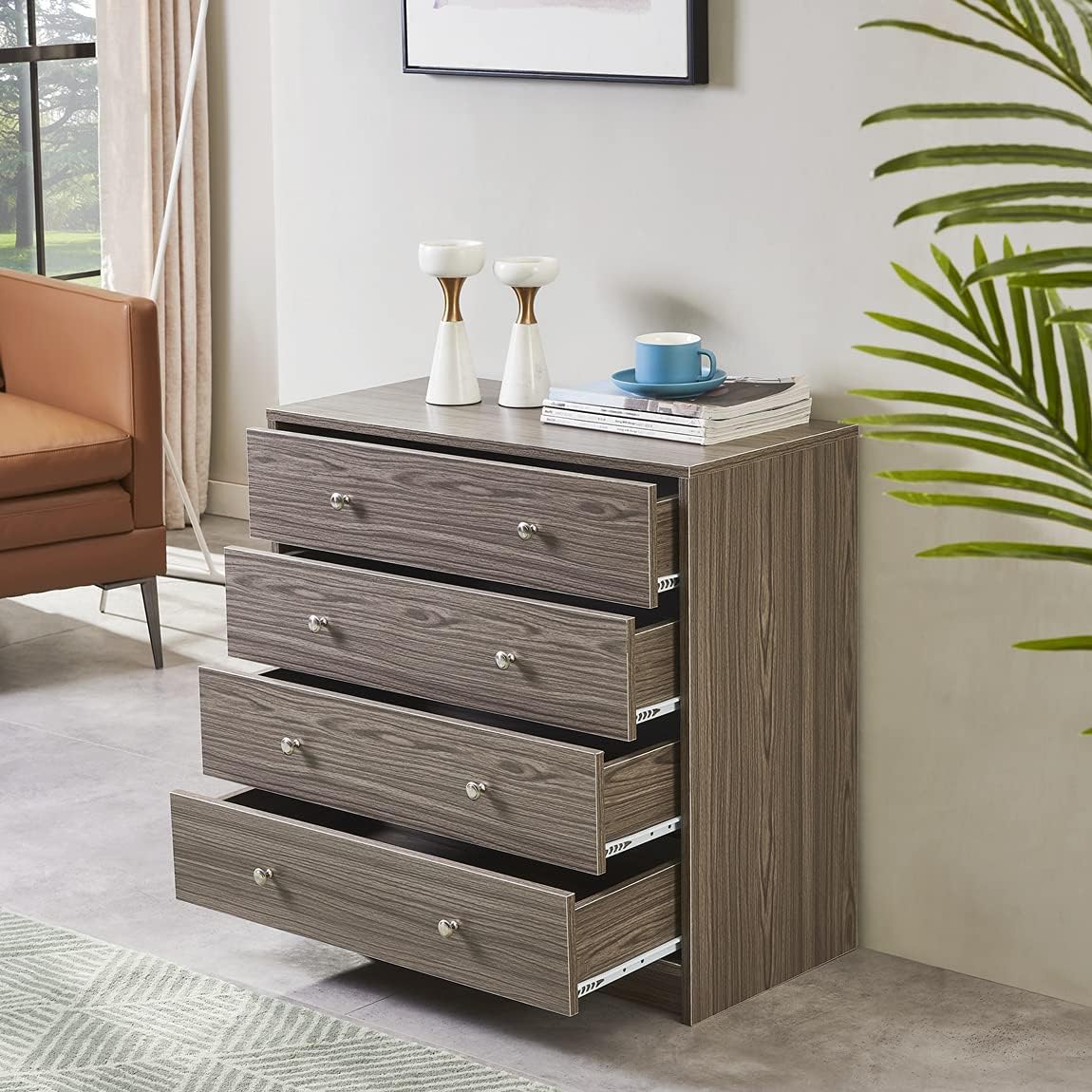 Generic Dresser with 5 Drawers, Modern Chest of Drawers Wood Cabinet with Storage Space, Organizer Unit with Solid Wood Frame for Living Room, Bedroom, Entryway, Closet, White, 5 Dresser
