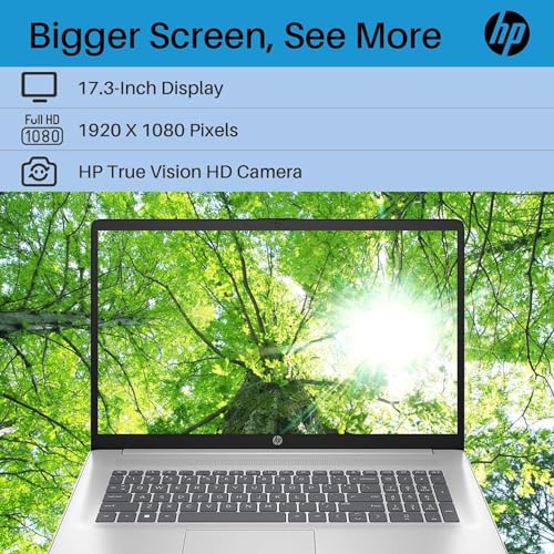 HP Essential 17.3" FHD Business Laptop, AMD Ryzen 7 7730U, AMD Radeon Graphics, Numeric Keypad, Backlit KB, Webcam, Wi-Fi 6, HDMI, Windows 11 Pro, Silver