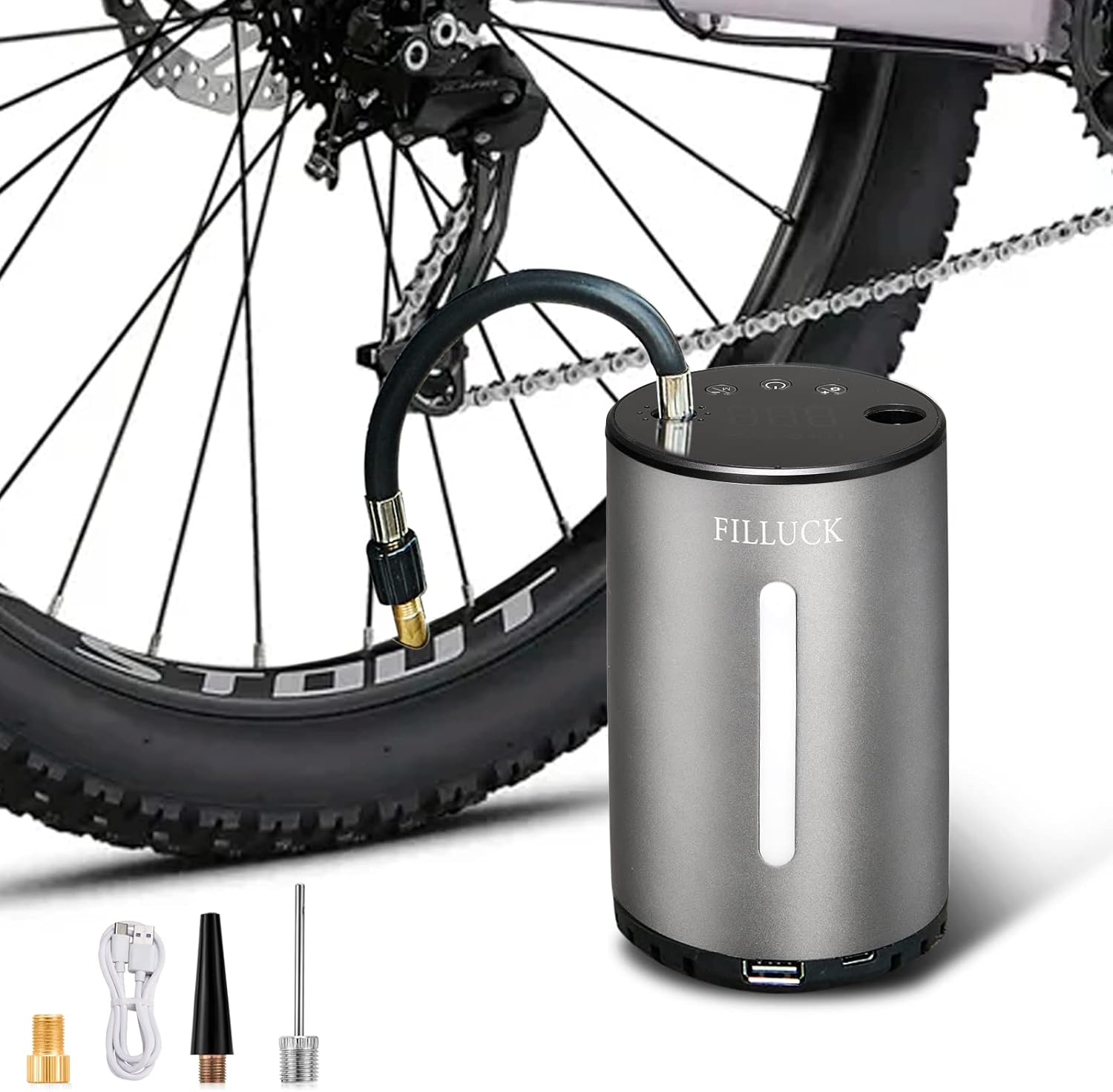 Bike Pump Portable with Gauge, Ball Pump Inflator Bicycle Electrical Pump with high Pressure Buffer Easiest use with Both Presta and Schrader Bicycle Pump Valves-120Psi Max Pack of 2