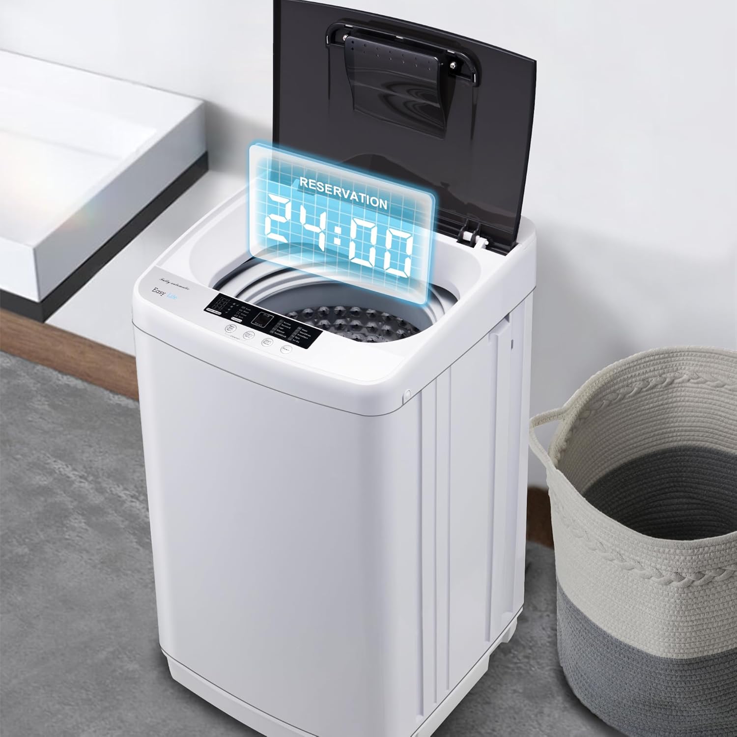 1.34 Cu.Ft Full Automatic Washer and Dryer Combo with Drain Pump, Portable Washing Machine, 10 Wash Program, LED Display, Compact Laundry Washer Spinner for Apartment RV Dorm