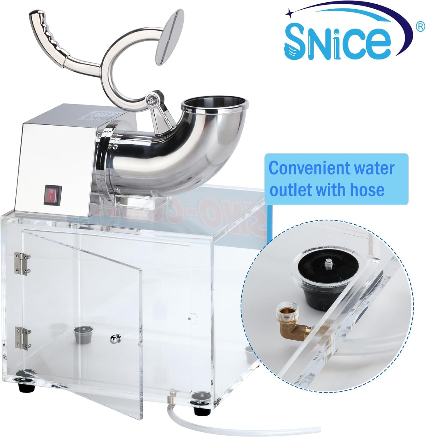 Snow Cone Machine Big Storage Box Ice Shaver Hotsell Shaved Ice Machine Dual Blade ETL plug Commercial Smoothies Ice Crusher Party Use 110V Business Use Summer Best Choice