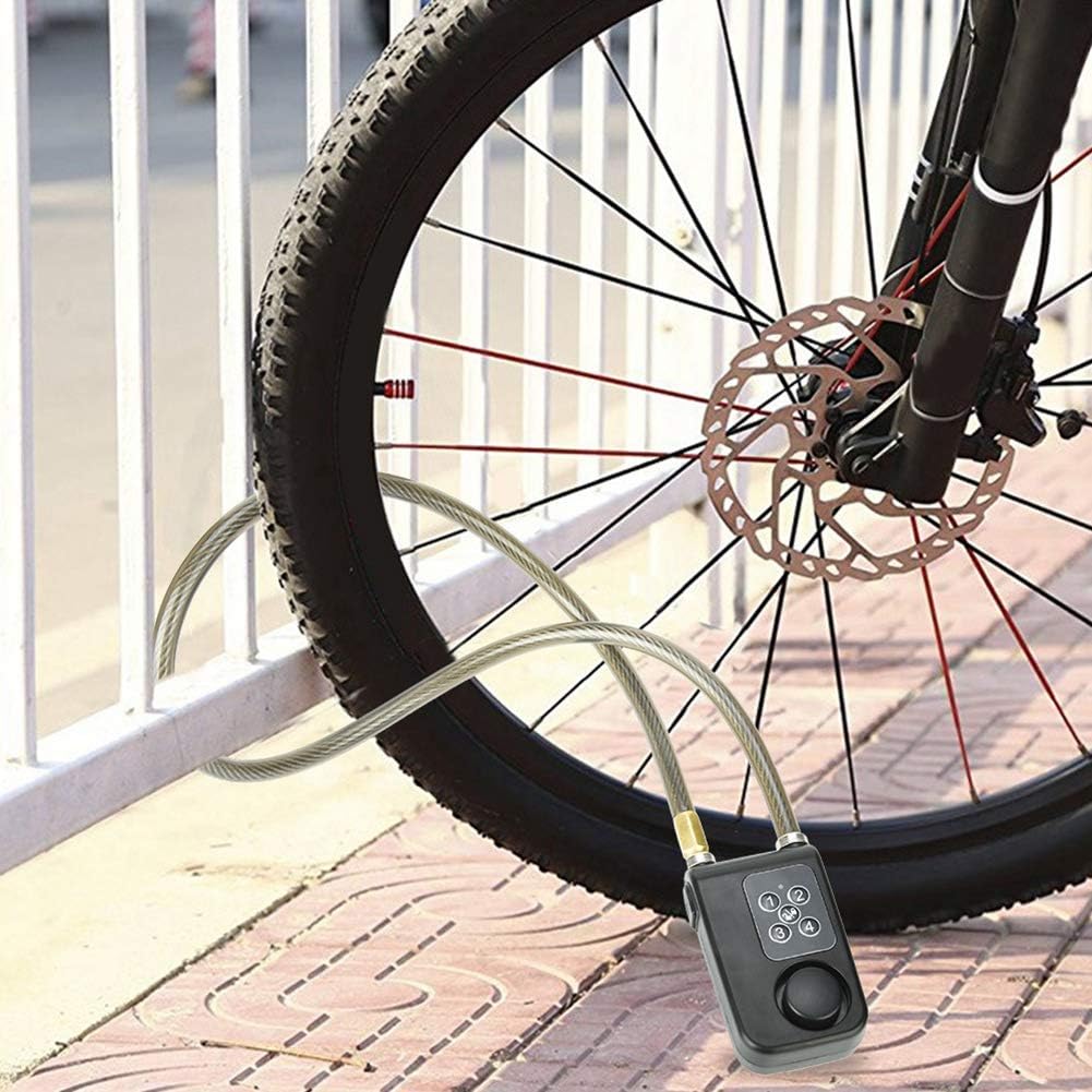 Bike Lock,Anti-Theft Security Wireless Remote Control Alarm Lock 4-Digit Password LED Indication IP55 Waterproof for Indoor and Outdoor use