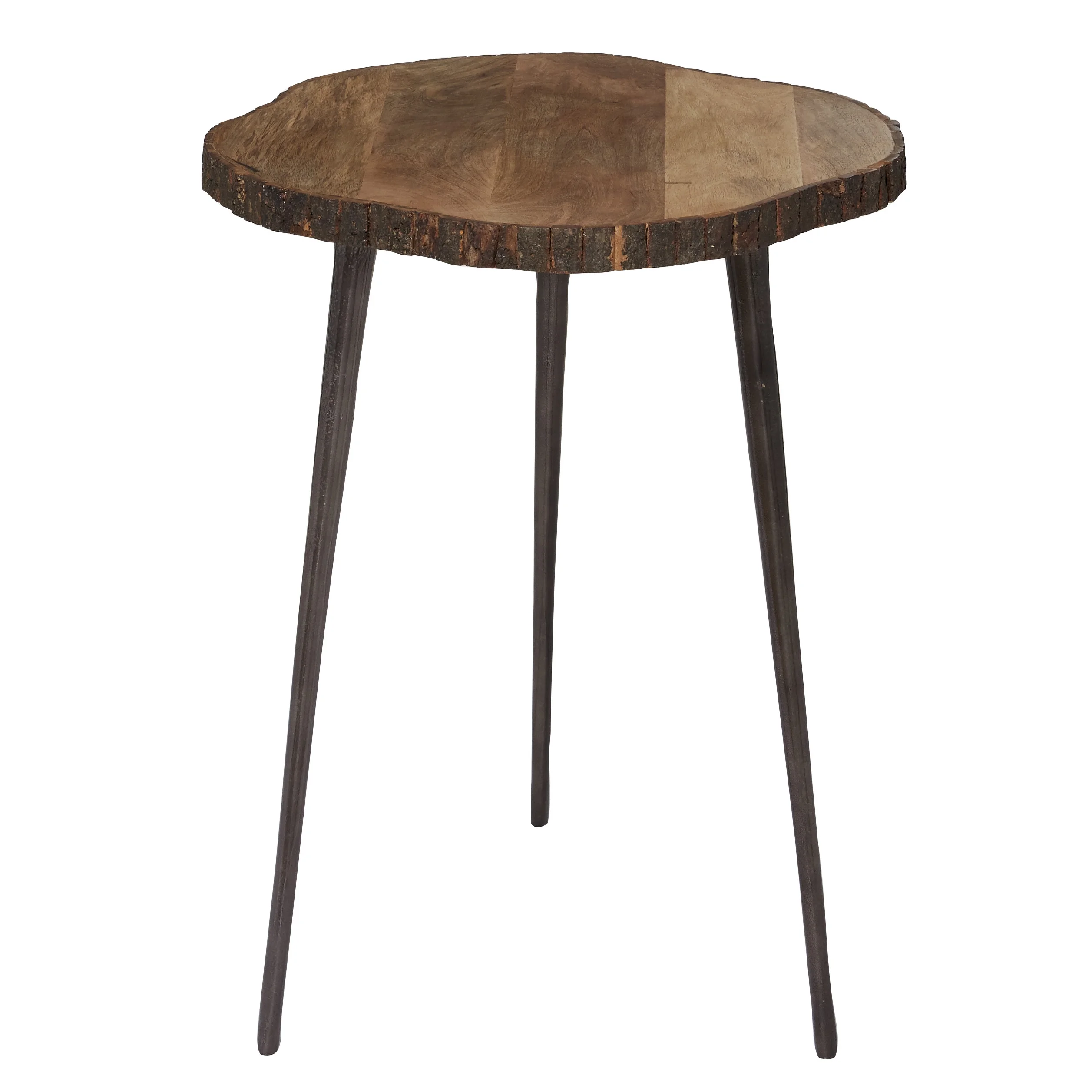 DecMode 21" x 25" Brown Mango Wood Accent Table, 1-Piece - Curated Treasures Market