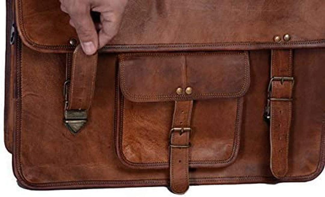 KPL 18 INCH Leather Briefcase Laptop Messenger Bag Satchel Office computer bag for men and women (18 INCH)